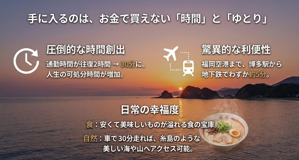 福岡移住で手に入る圧倒的な時間とゆとり：通勤時間短縮と空港アクセスの利便性