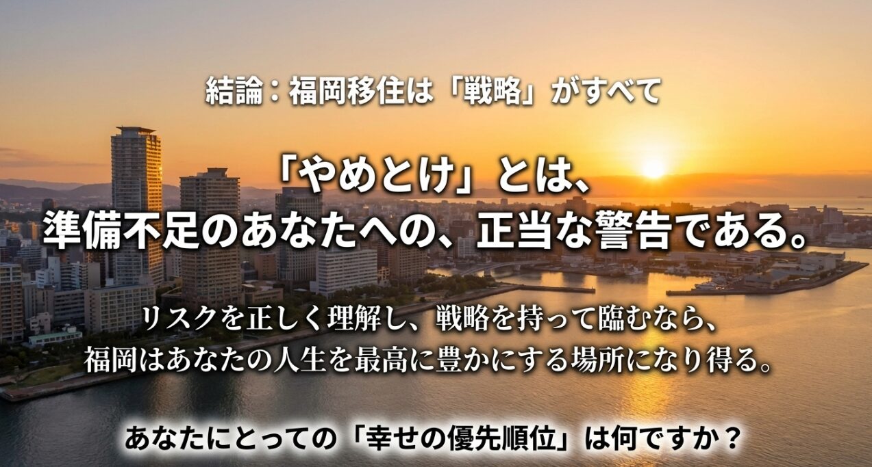 福岡移住成功のための結論：リスクを理解し戦略を持つことで人生を豊かにする