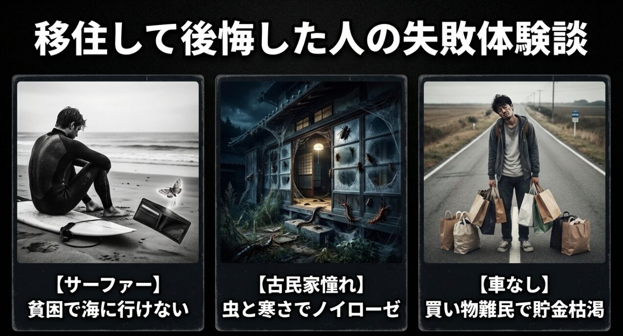 宮崎移住の失敗事例:サーファーの貧困、古民家の害虫被害、車なし生活の限界