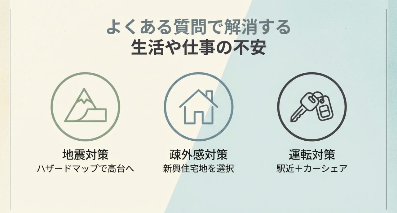 南海トラフ地震対策、疎外感、車の運転など静岡移住のよくある質問と解決策
