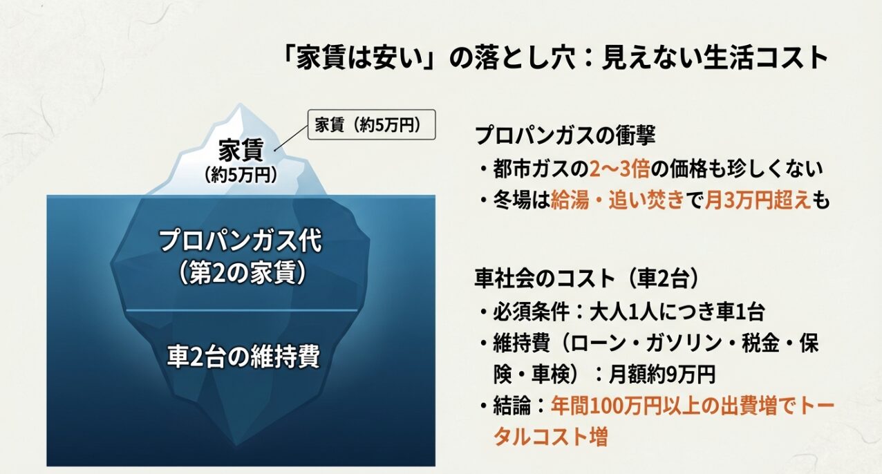 家賃の安さを相殺する山梨県のプロパンガス料金と車2台持ちの維持費構造