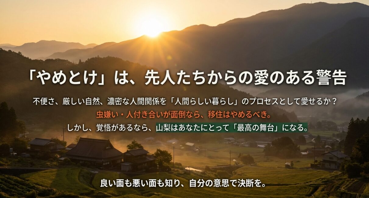山梨県移住はやめとけという言葉の裏にある意味と、覚悟を持って決断することの重要性