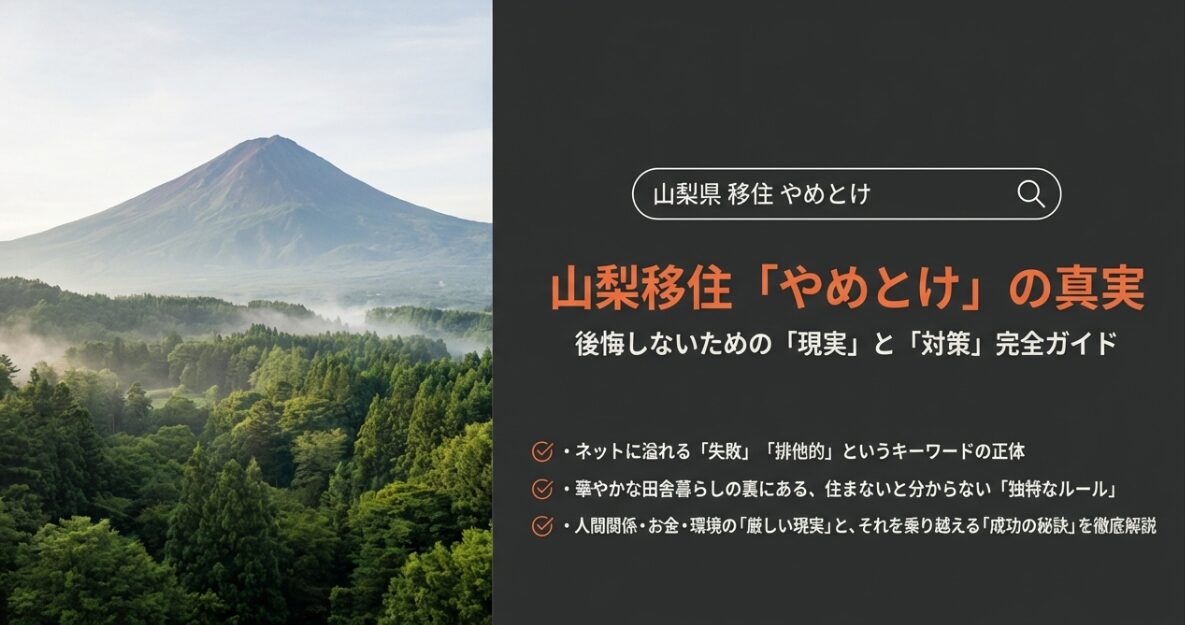 山梨県移住はやめとけと言われる真実と対策を解説