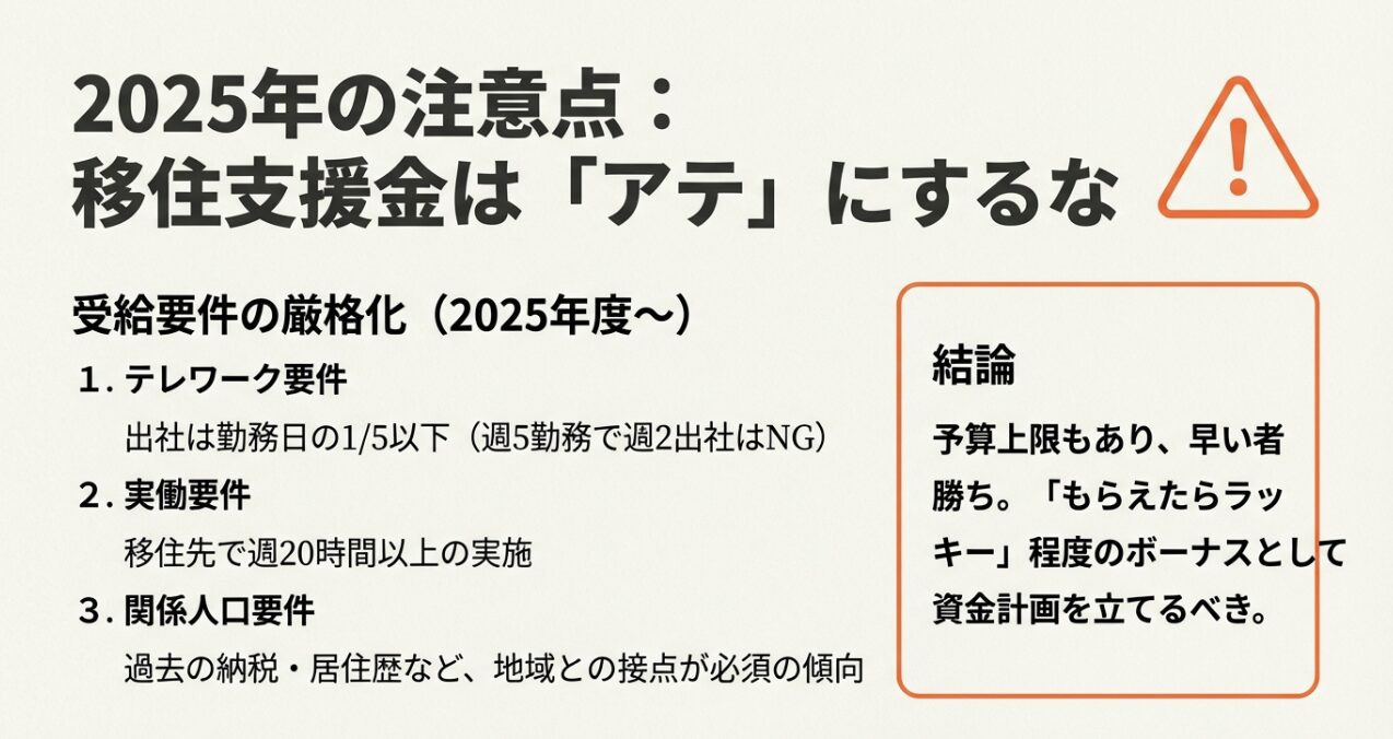 2025年から厳格化される移住支援金のテレワーク要件と関係人口要件の注意点
