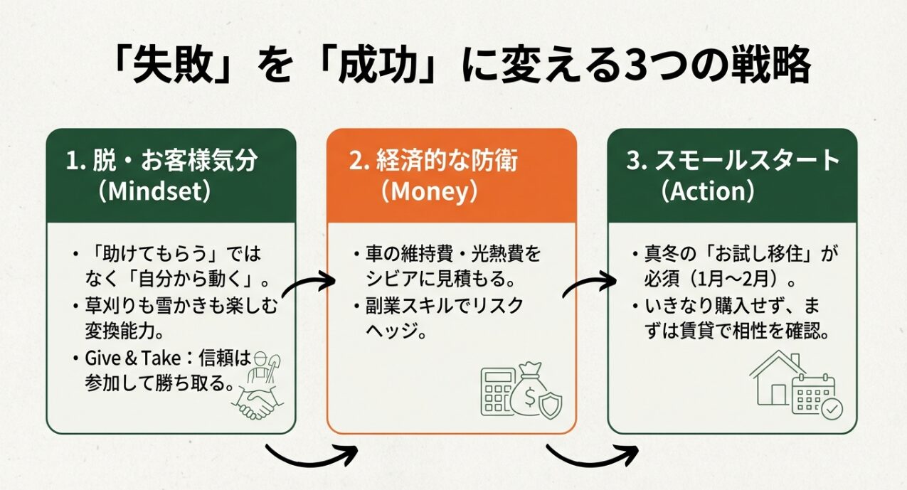 脱お客様気分などのマインドセットと経済的防衛、スモールスタートの具体的なアクションプラン