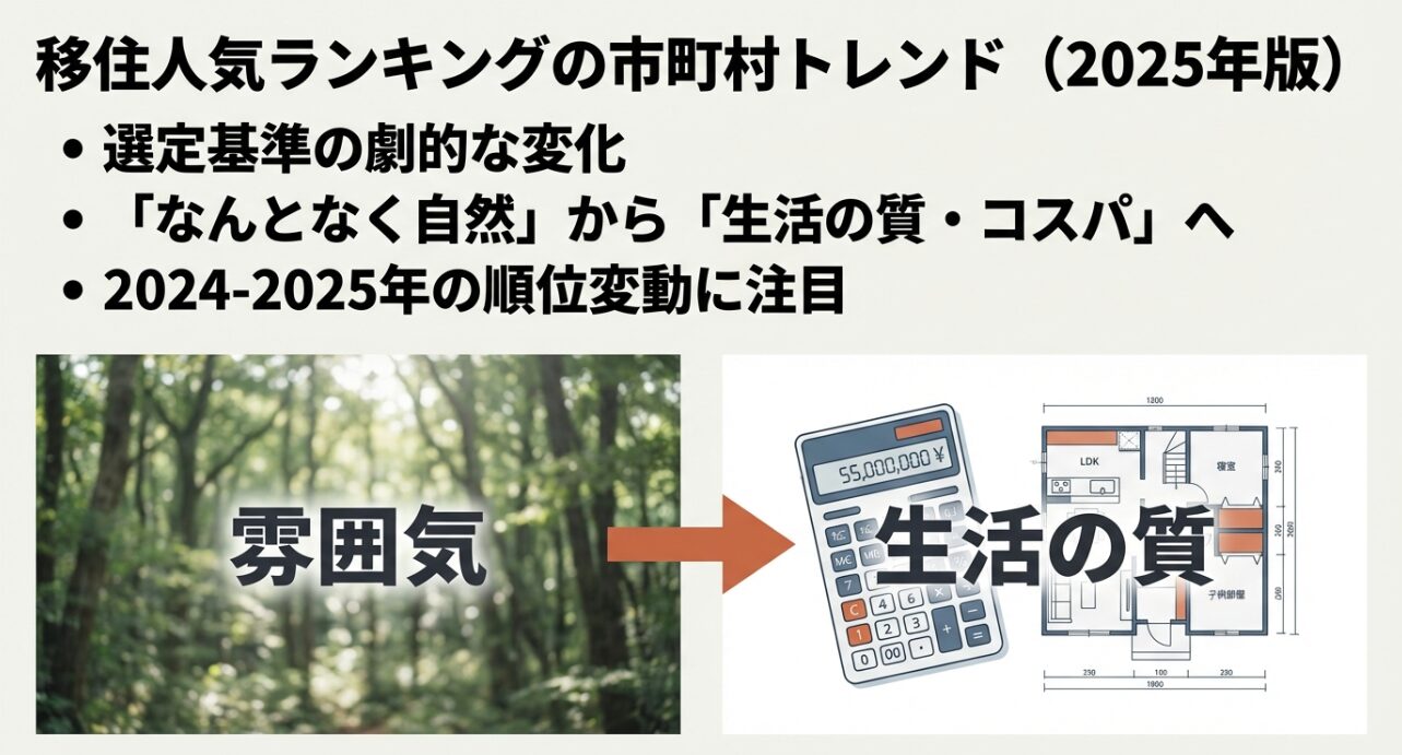 移住トレンドの変化：雰囲気重視から生活の質とコストパフォーマンス重視へ