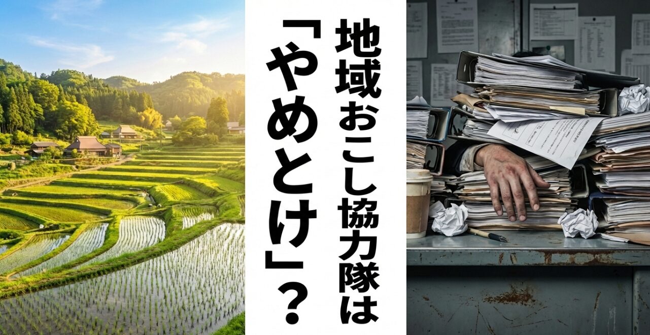 地域おこし協力隊は「やめとけ」?理想の田舎暮らしと過酷な現実の対比イメージ