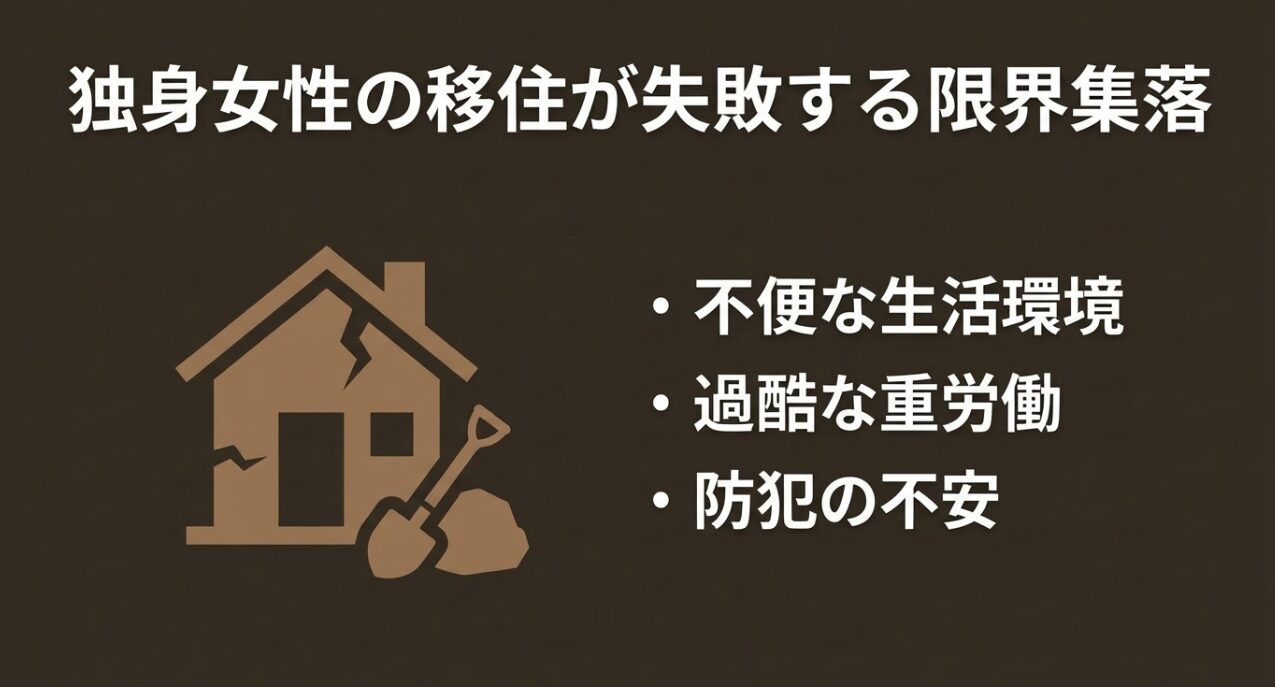 不便な生活環境や過酷な重労働、防犯の不安など独身女性の移住が失敗する限界集落の注意点