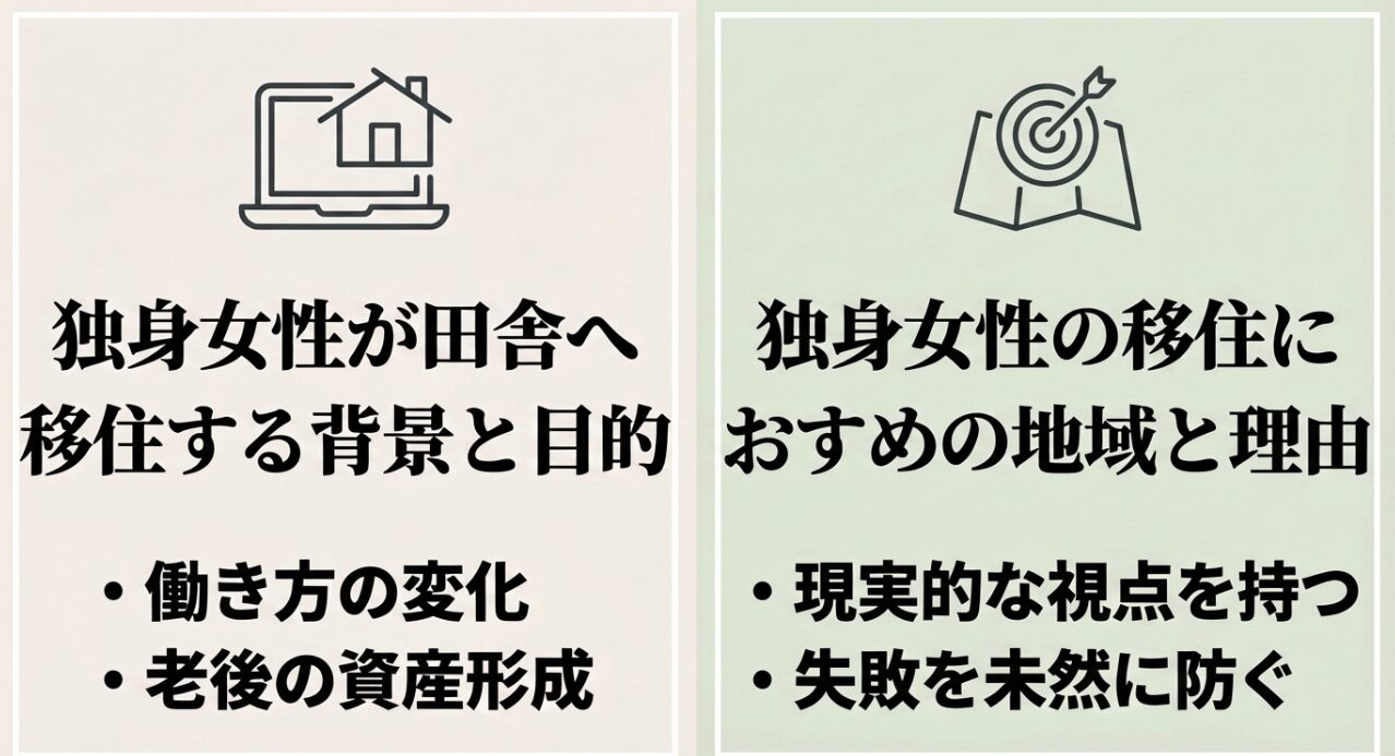 働き方の変化や老後の資産形成など独身女性が田舎へ移住する背景と目的