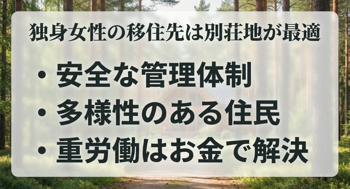 安全な管理体制や多様性のある住民など独身女性の移住先に別荘地が最適な理由