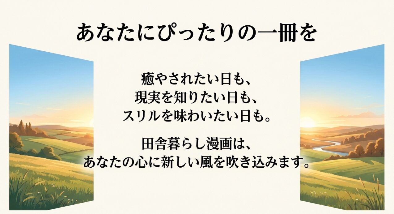 癒やされたい日もスリルを味わいたい日も、あなたの心に新しい風を吹き込む田舎暮らし漫画